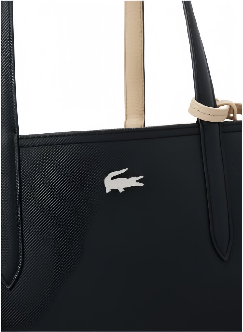 Lacoste Women's Double-sided Two-color Large Capacity Handbag, Fashionable and Multifunctional, Black/Beige - Image 5